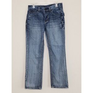 Axel Mens Jeans W30 L30 Medium Wash Blue Treadwell Relaxed Straight Leg